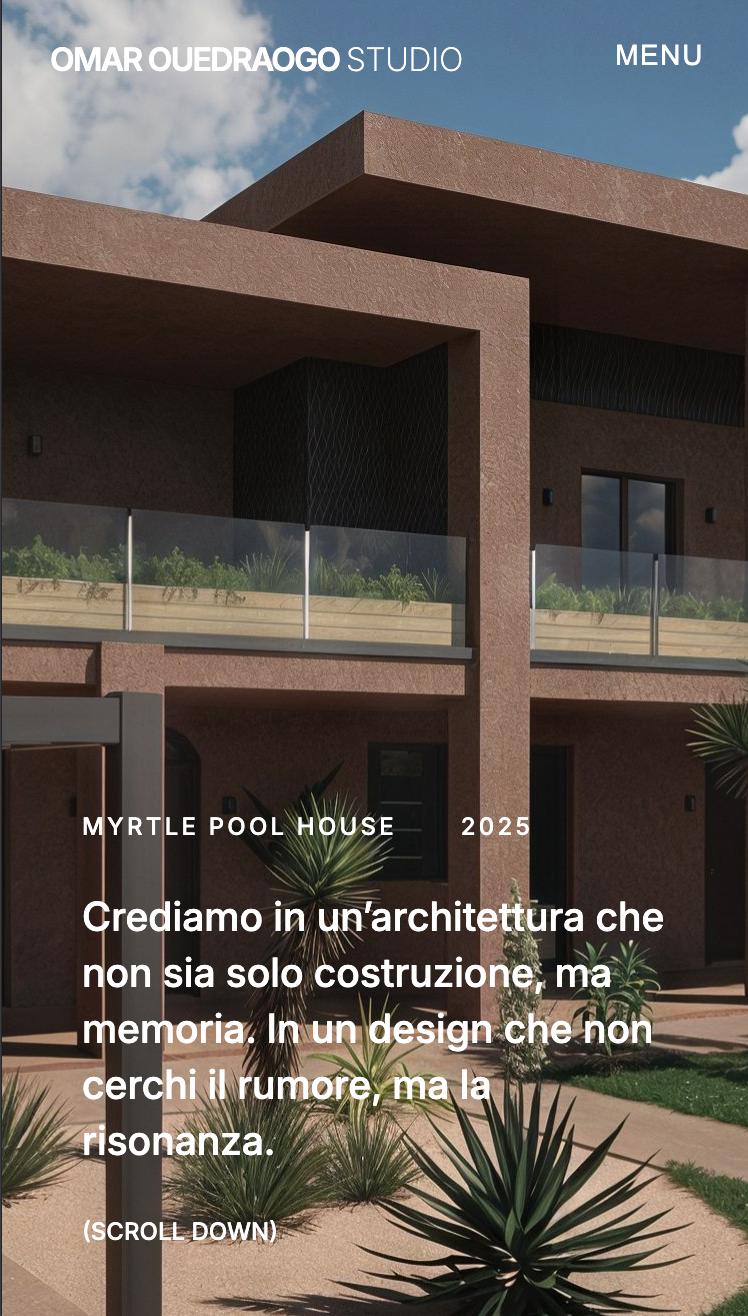 OOStudio homepage featuring sculptural architecture and minimalist layout