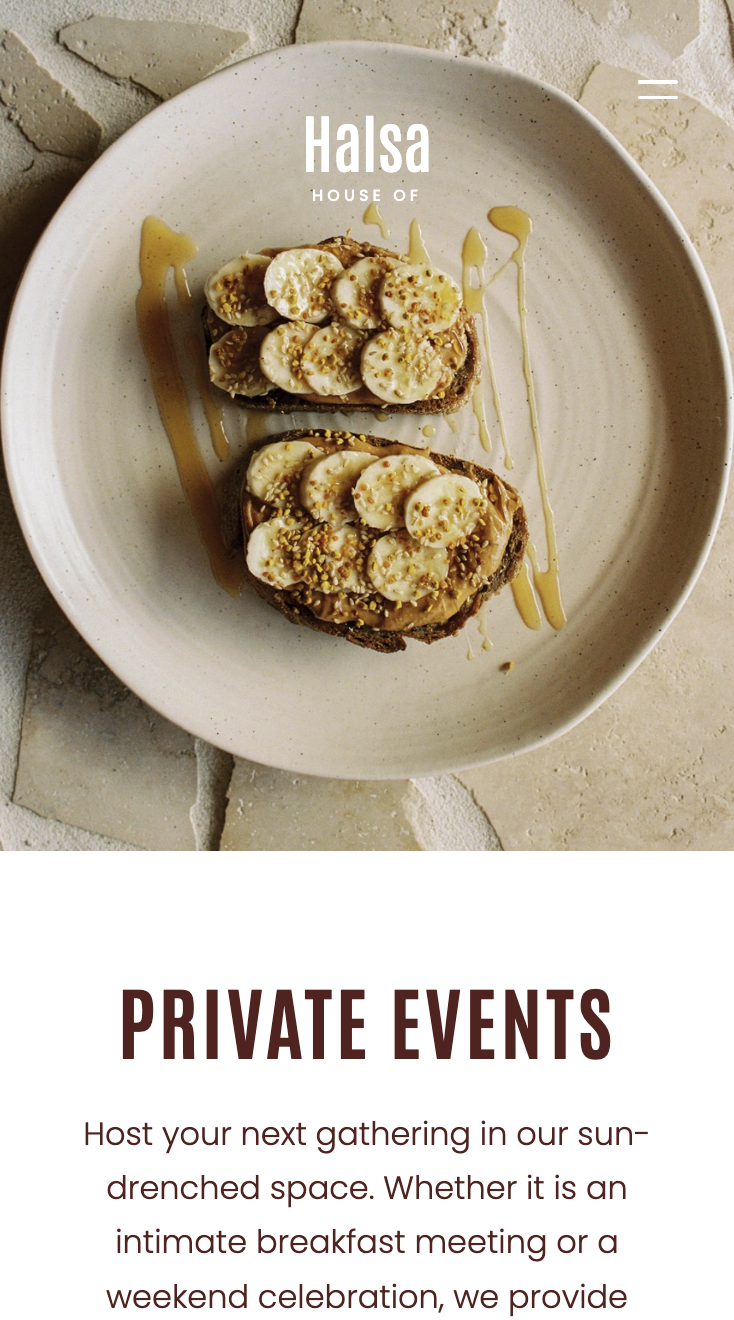 Digital menu layout with focus on typography and high end food photography